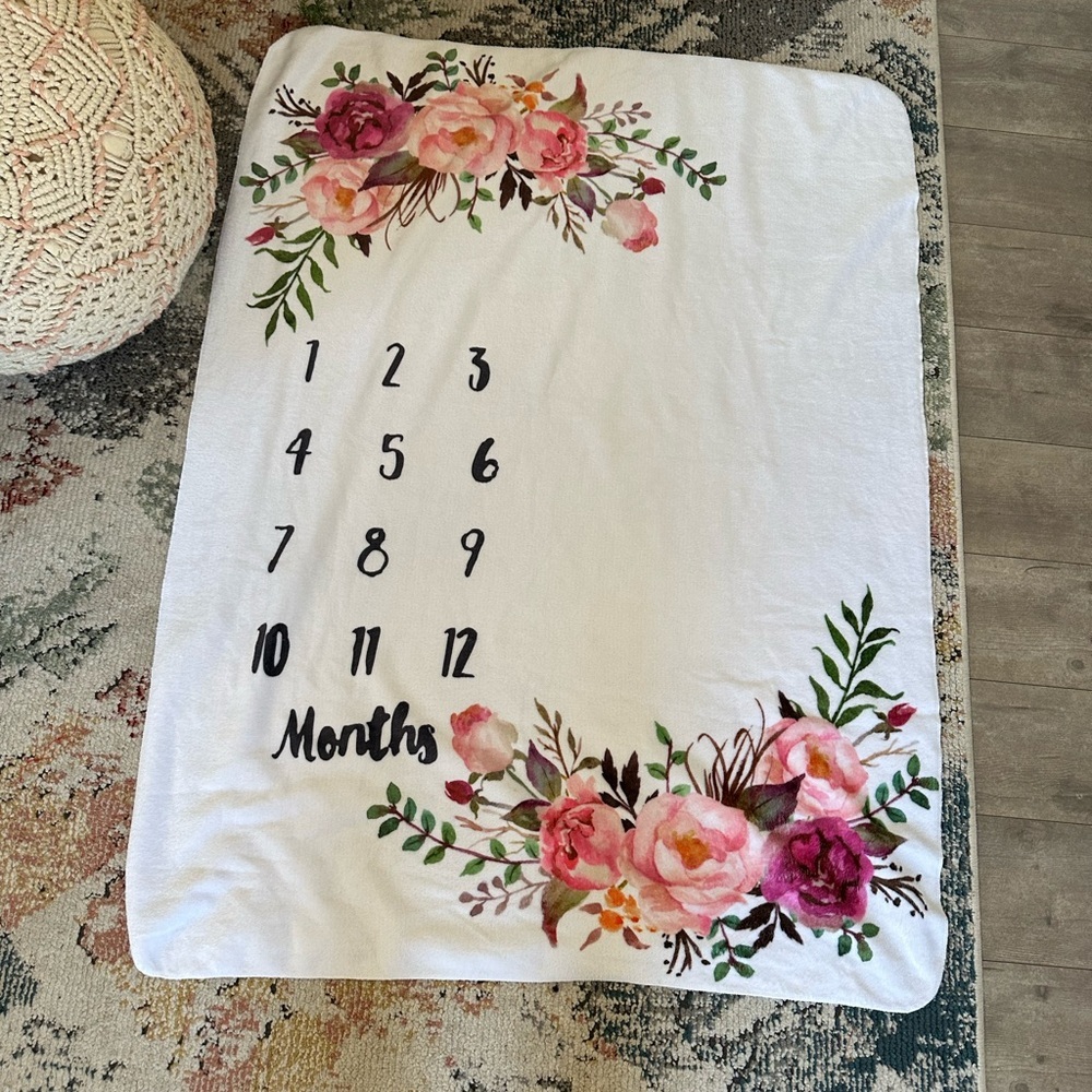 New Floral Baby Gurl Milestone Blanket 40x50” Baby Girl Milestone Blanket Floral - Picture 9 of 16